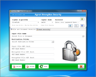 Screenshot of SSuite Office Agnot StrongBox Security. Secure any and all files, documents, and text messages using various cipher algorithms . Updated for the latest Desktop, Laptop, and Surface Pro tablets.