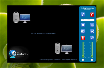 Screenshot of SSuite HyperCam Video Phone. Updated for the latest Desktop, Laptop, and Surface Pro tablets. Contact anyone on any network or hailing frequency in an instant. Completely server-less setup.