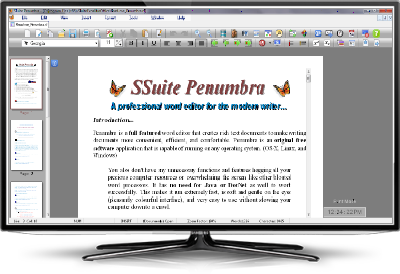 Screenshot of SSuite Penumbra Word Editor. A professional and full featured word editor for the modern writer. Get all you free software application downloads from us. Only trusted free downloads awaits you here at SSuite Office Software. All our great free software apps are updated for the latest Desktop, Laptop, and Surface Pro tablets.